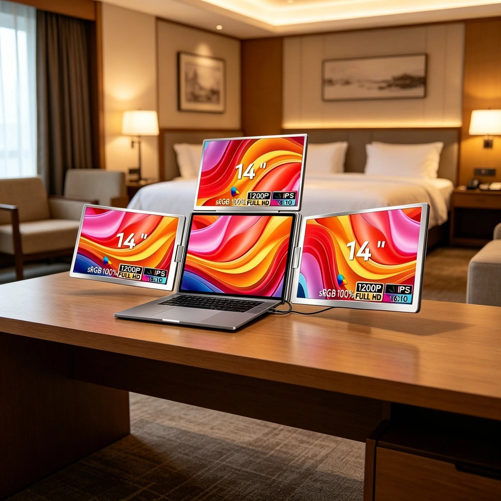 14 Inch Laptop Screen Extender Triple Display 1920x1200 16:10 IPS 100% sRGB Portable Monitor Extender
