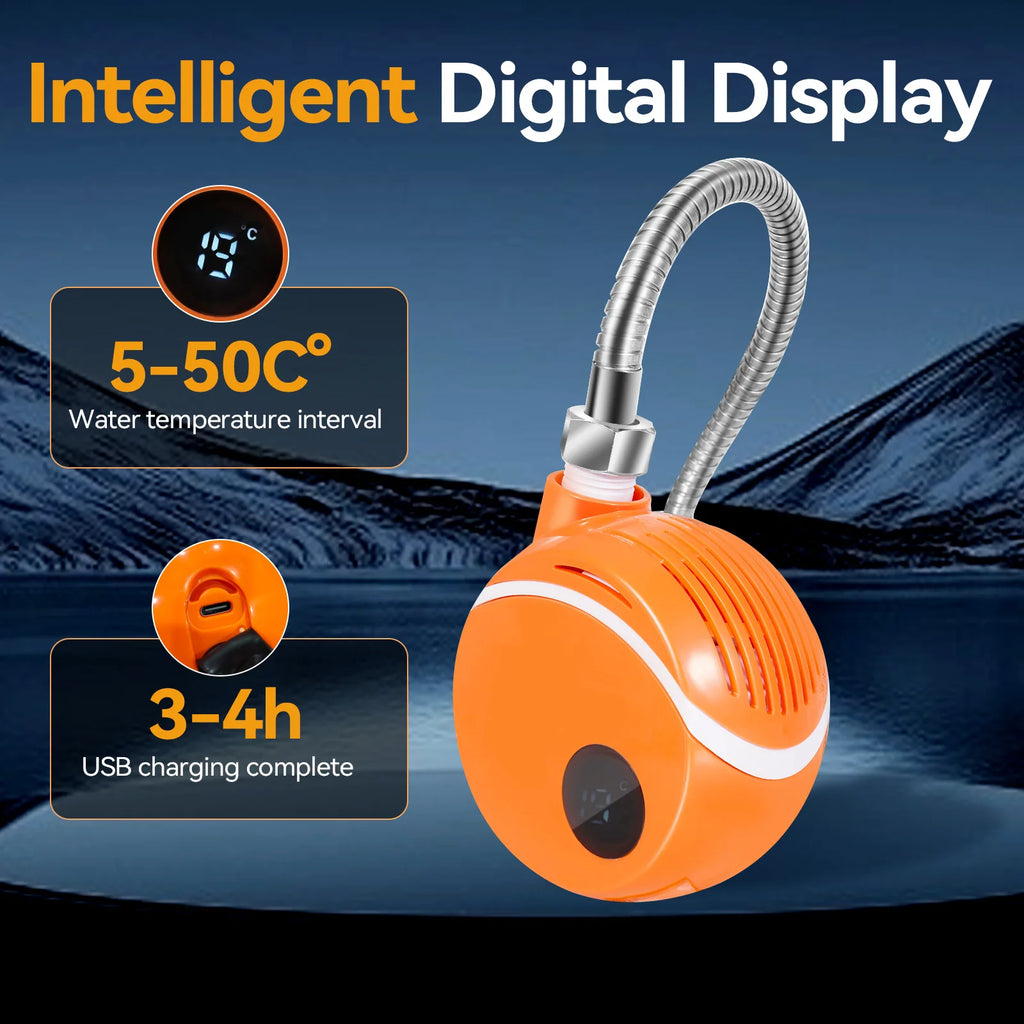 Portable ABS Material Camping Shower Indoor Outdoor Rechargeable Electric Shower Pump Kit Temperature Display Hiking Car Pet