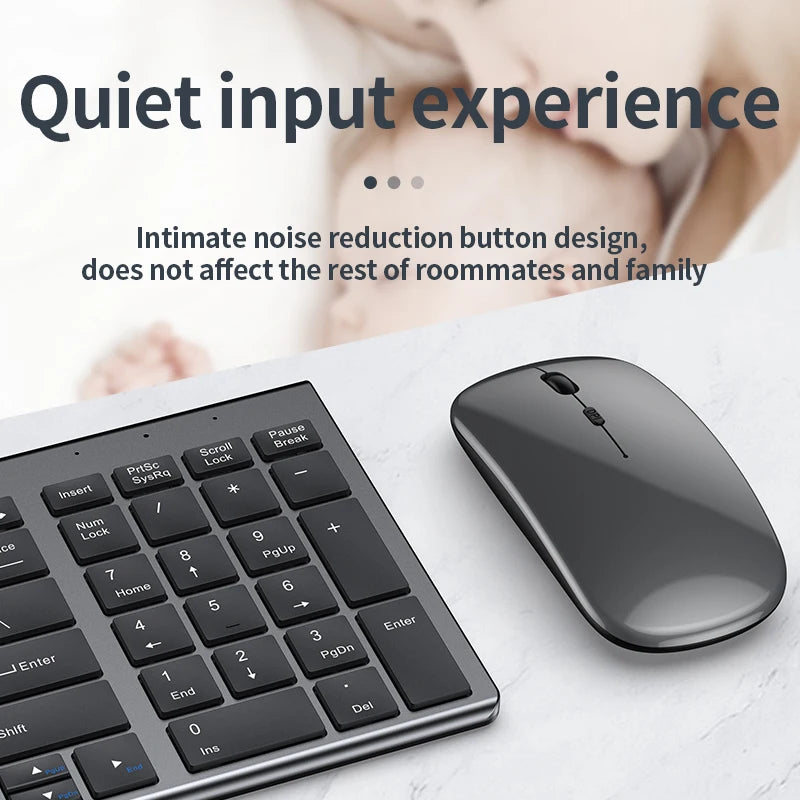 Wireless Rechargeable Optical Plastic Keyboard Mouse Combo with USB Interface New & Compatible with All Computers
