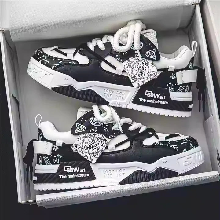 2025 Men's Casual Lace-up Closure Walking Style Shoes Niche Original Flat Sport Design Thick Sole Height Increasing Bread Trend