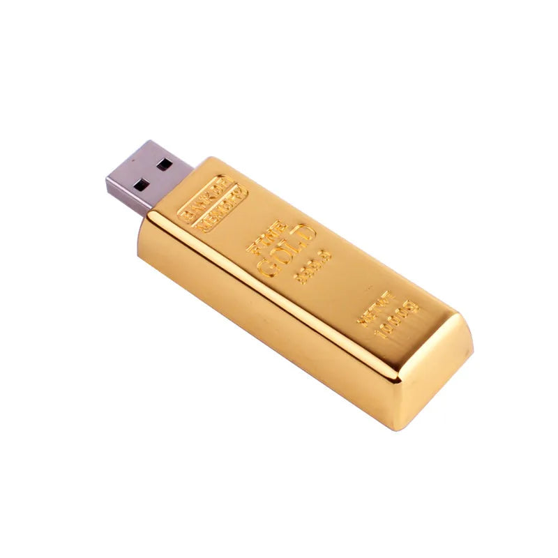 Original Chip Capacity Gold Bar Shaped Pen USB Flash Drive Golden Cle Usb Memory Stick Gold 64gb 32gb Pen Drive
