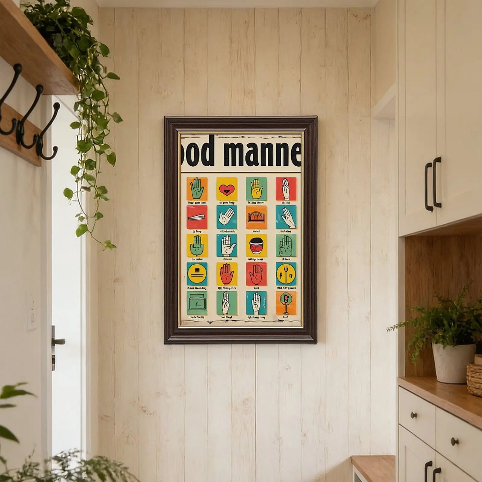 16x24 Wood Grain Gold Border Frame with "Live with Purpose" for Office