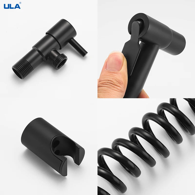 ULA Stainless Steel Black Portable Bidet Sprayer Toilet Bidet Faucet Bathroom Shattaf Jet Set Cold Hygienic Shower Toilet Shower