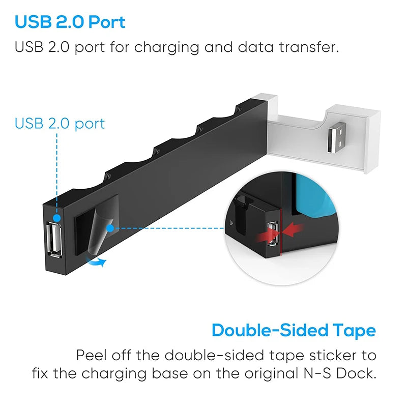 PG-9186 for Joycon Charging Dock Station for Switch&OLED - Charges up to 4 Controllers, Compatible with Switch and OLED Model