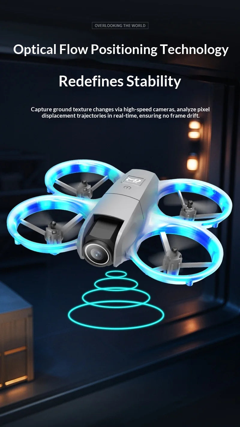 New M9 Drone Dual Camera Optical Flow HD Aerial Photography Quadcopter RC Aircraft Toy with WiFi FPV Foldable Smart Follow Drone