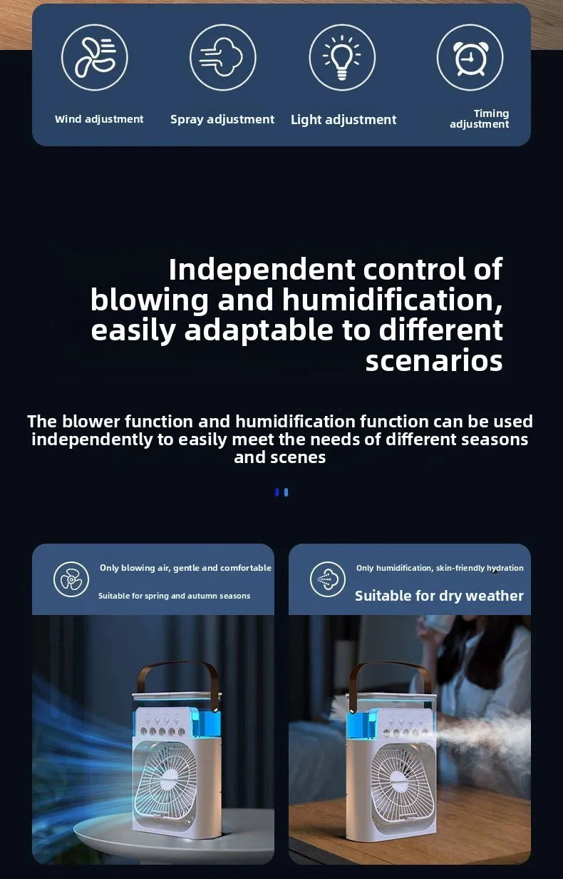 Five Hole Smart Spray Fan Humidifier Water Cooled Fan Desk Office Student Use Silent Hydrating Humidification Cooling Air Fan
