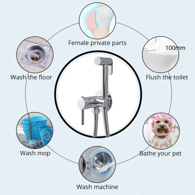 Portable Bidet Sprayer Brass Toilet Faucet Cold Water Bathroom Mixer Shattaf Anal Douche Hygienic Shower