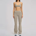 CIYING Wholesale Backless Yoga Halter Neck Sports Bra and Flare Leggings Set Custom Logo Brushed Gym Soft Breathable Yoga Set