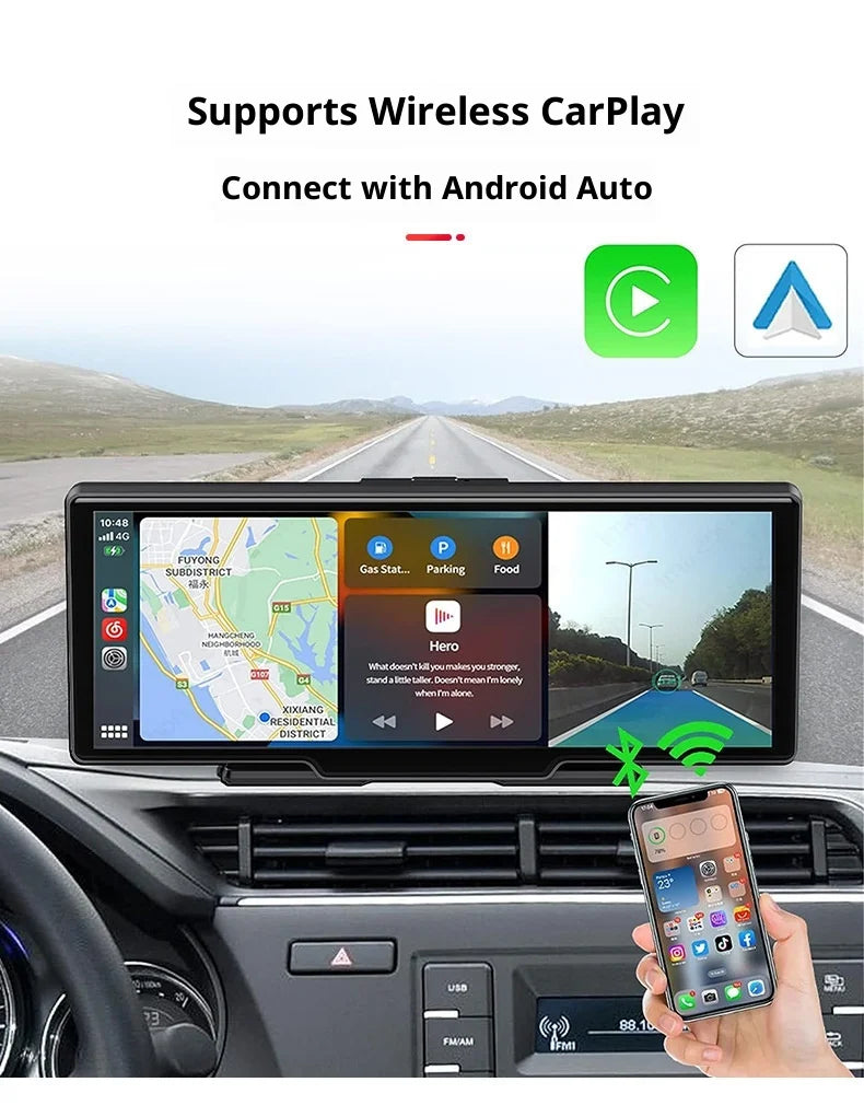 10.26inch High-Definition OLED Wireless Dashboard Portable Driving Recorder Cross-Border Car Navigation Device CarPlay