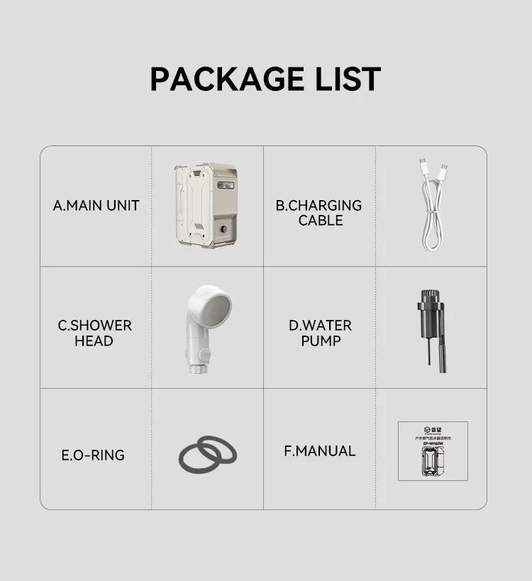 Powerhino Factory Wholesale Rechargeable Portable Waterproof Metal Shell Gas Tankless Water Heater RV Outdoor Camping Shower All