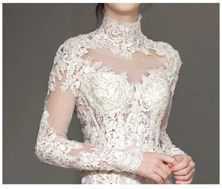 S1319Y 2026 High-end Lace  Elegant and Luxurious Bridal  Mermaid Style  Light Luxury Slimming Long-sleeved Wedding Dress