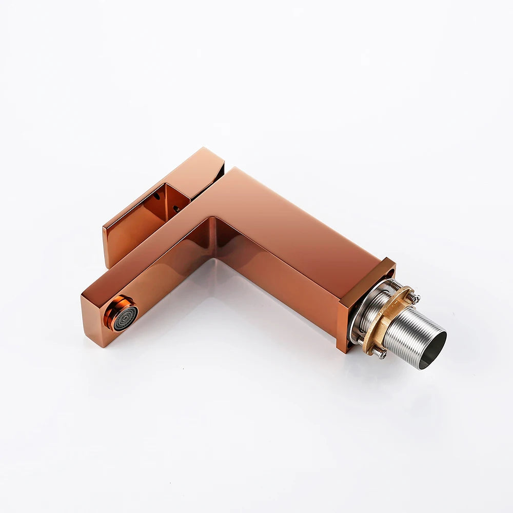Bagnolux Rose Gold Single Hole Deck Mounted Brass A Handle Cold Hot Mixer Sink Tap Basin Water Tapware Bathroom Faucet
