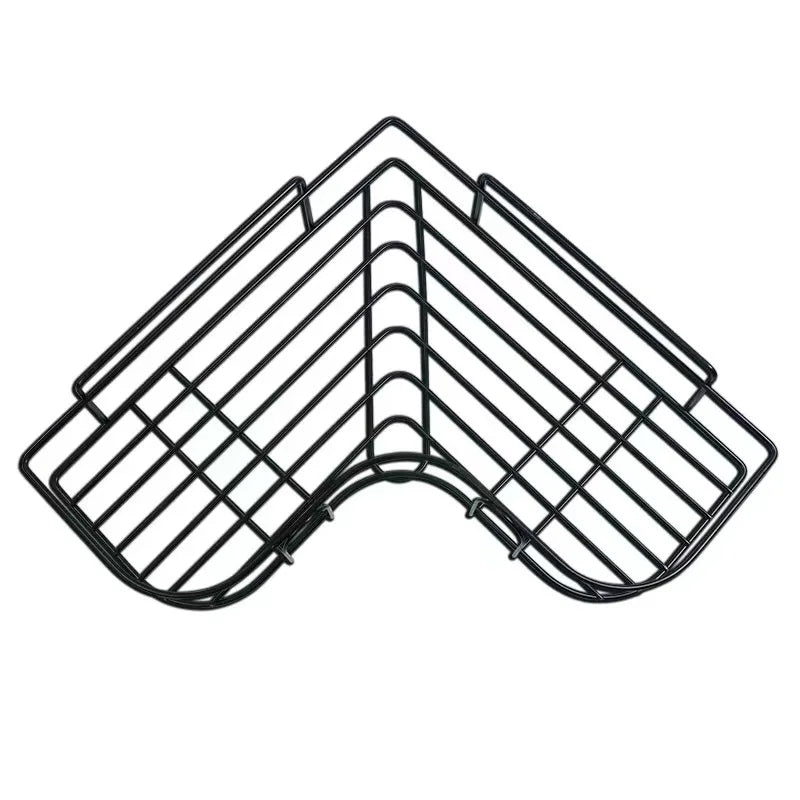 Modern High Quality Self-Adhesive Metal Iron Double Tier Wall Mounted Strong No-Drilling Bathroom Corner Shower Caddy Organizer