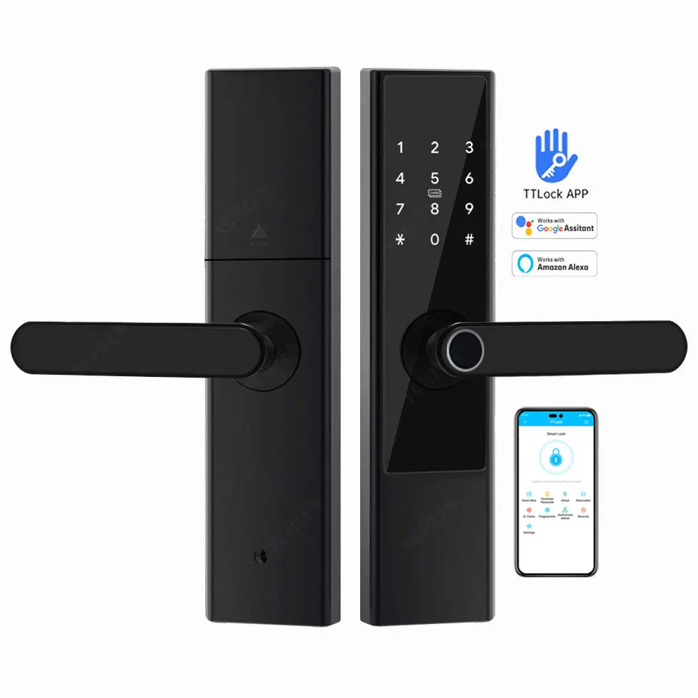 TTlock Ble App Digital Electronic Lock Fingerprint Password Smart Lock Safe Home Card Nfc Keyless Wooden Intelligent Door Lock