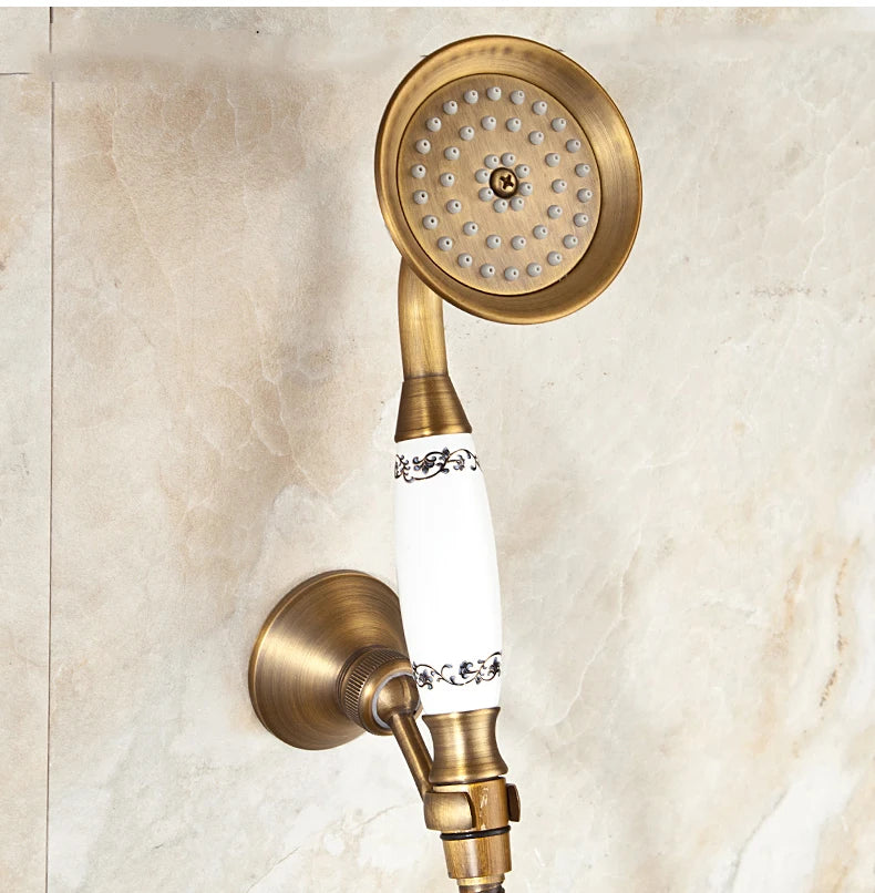 MOLI Wall mounted antique brass bronze brushed bathtub faucet with hand shower bathroom shower faucets torneiras 8306