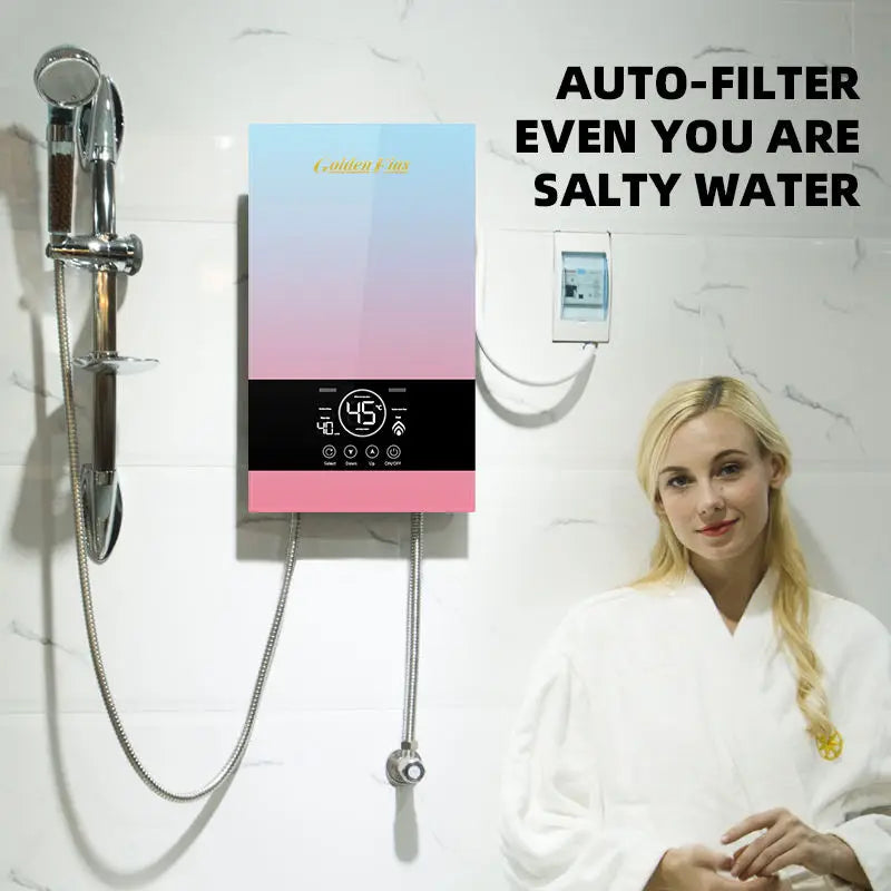 Small Home Bathroom Smart Thermostatic 8500W Electric Instant Tankless Water Heater for Hot Water Shower
