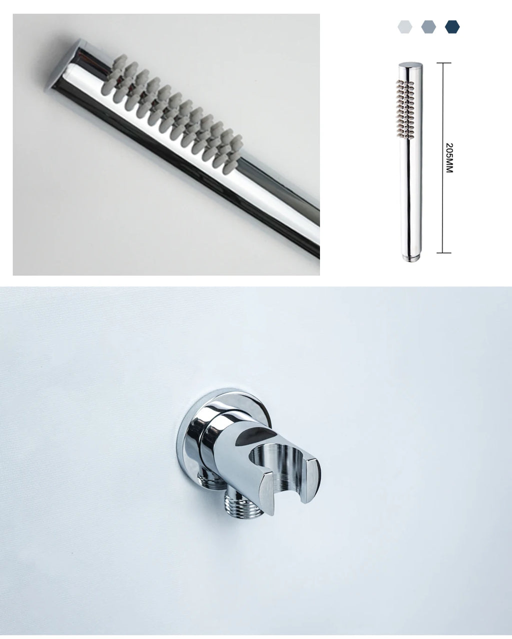 Chrome Matt Black Handshower Head 150cm Stainless Steel Shower Hose Brass Bracket Shower Head Wall Mounted Shower Accessories