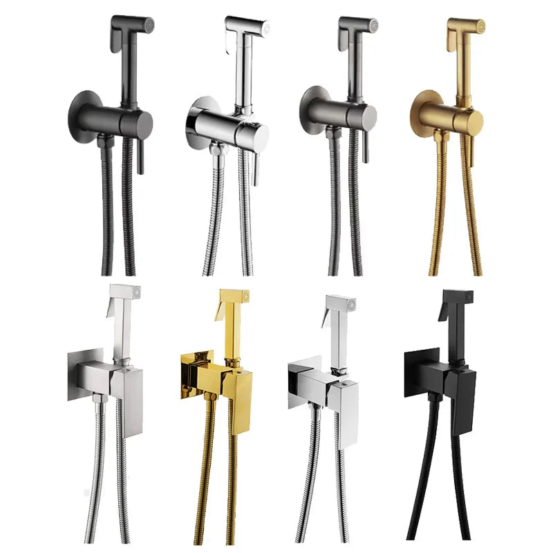 HONGDEC Modern Gold Stainless Steel Handheld Bidet Faucet Wall-Mounted Sprayer Easy Installation Hot/Cold Water Mixer for Toilet