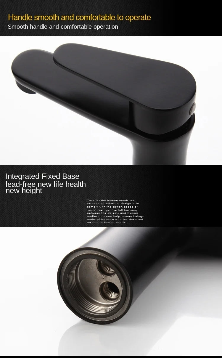 Bathroom Basin Faucet Cold & Hot Water Mixer Sink Tap Black Single Handle High Quality Kitchen Bathroom Accessory