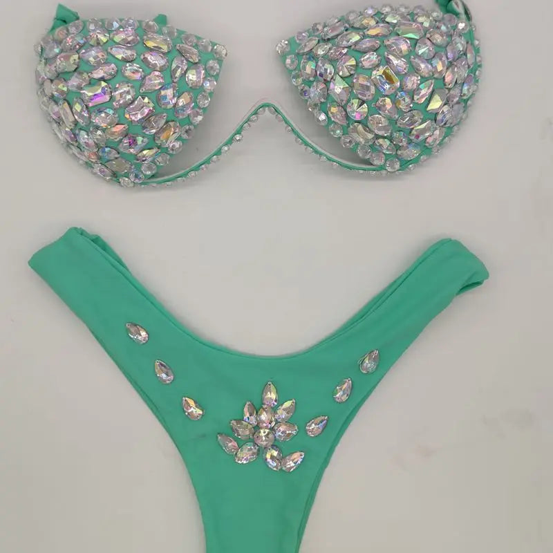 2020 10colors diamond bikini crystal bikini swimwear plus  sizes bikini rhinestone bikini swimsuit sexy  beachwear biquini