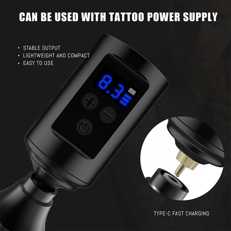 Wholesaler Wireless Tattoo Machine Full Set Tattoo Pen Gun Kit with 10pcs Tattoo Cartridge Needles and Accessories
