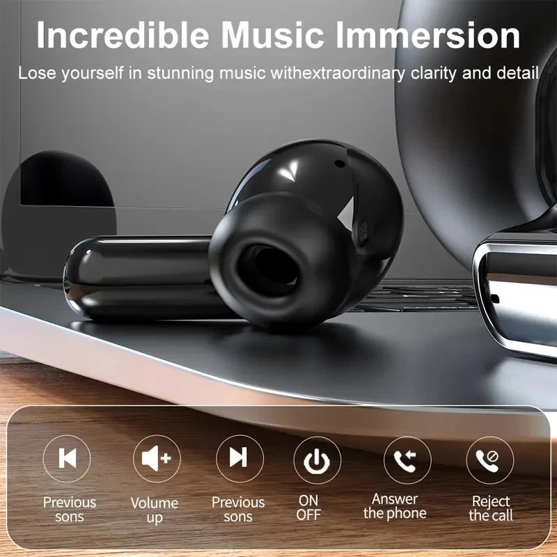 Type-C Fast Charging Wireless Earphones with Digital Display 20 Hours Battery Life IPX-6 Waterproof Hi-Fi Sound Touch Control