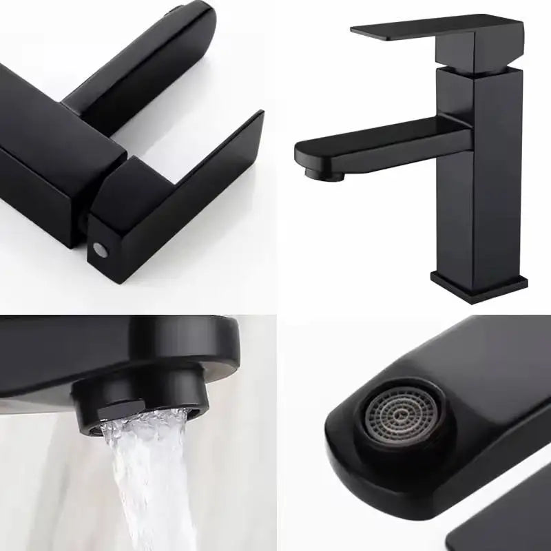 Cheap Price Classic Style Mounted Square Design Hot and Cold Water Taps Wash Basin Faucet Bathroom Tap Stainless Steel Faucets