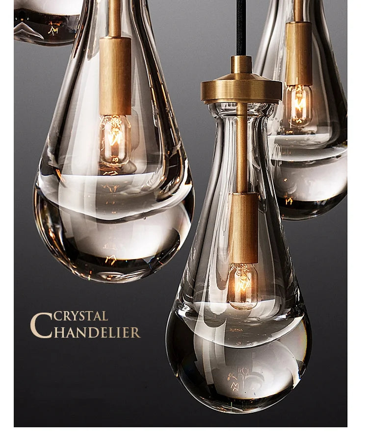 Modern light luxury drop pendant lamp simple creative restaurant bar bedside crystal pendant light