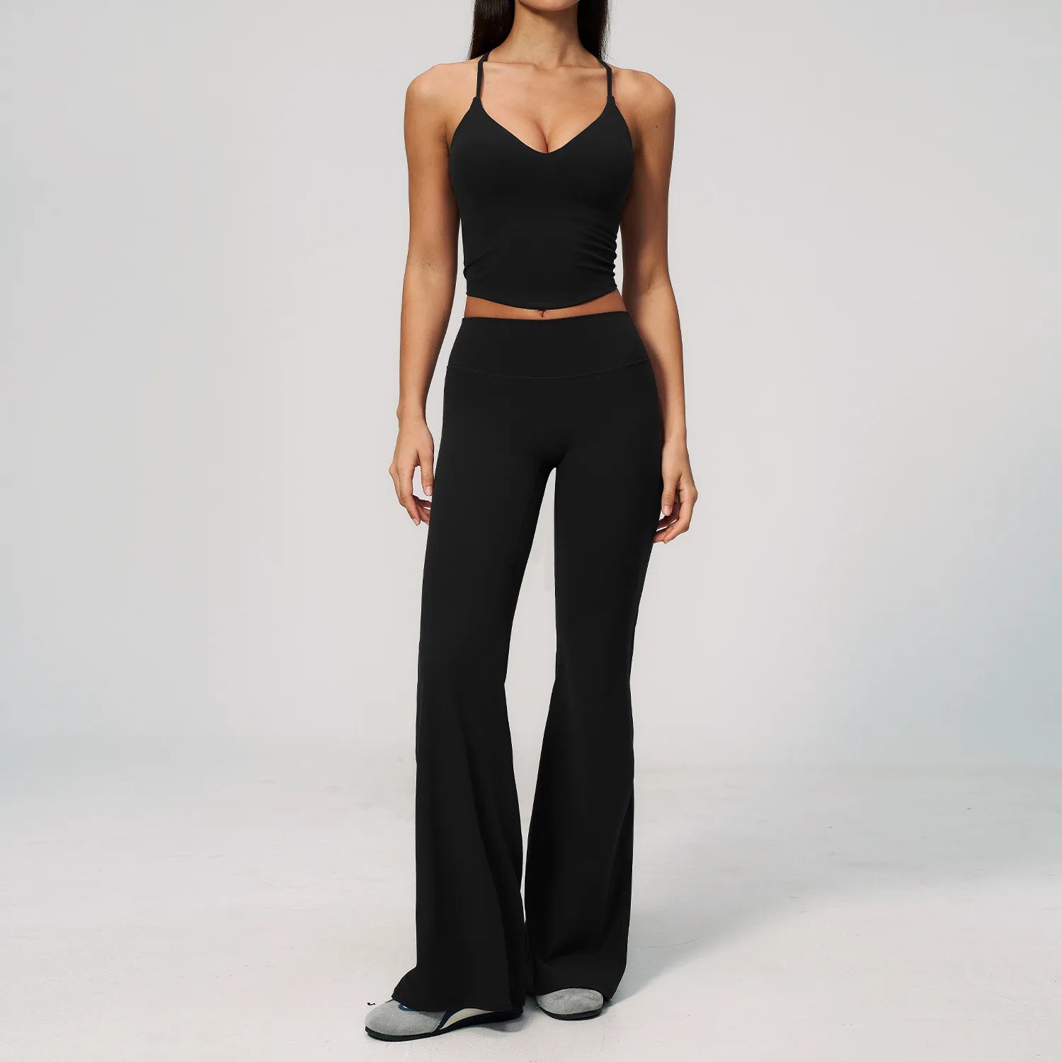 Women's Yoga Vest Top High-Waisted Quick-Drying Solid Casual Wide Leg Pants Running Outdoor Yoga 2-Piece Clothing Set