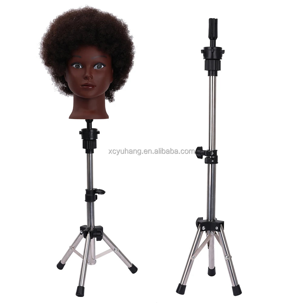 Wig Stand Stainless Steel Mini Desktop Tripod Metal Adjustable Head Tripod Mannequin Tripod for Making Wigs