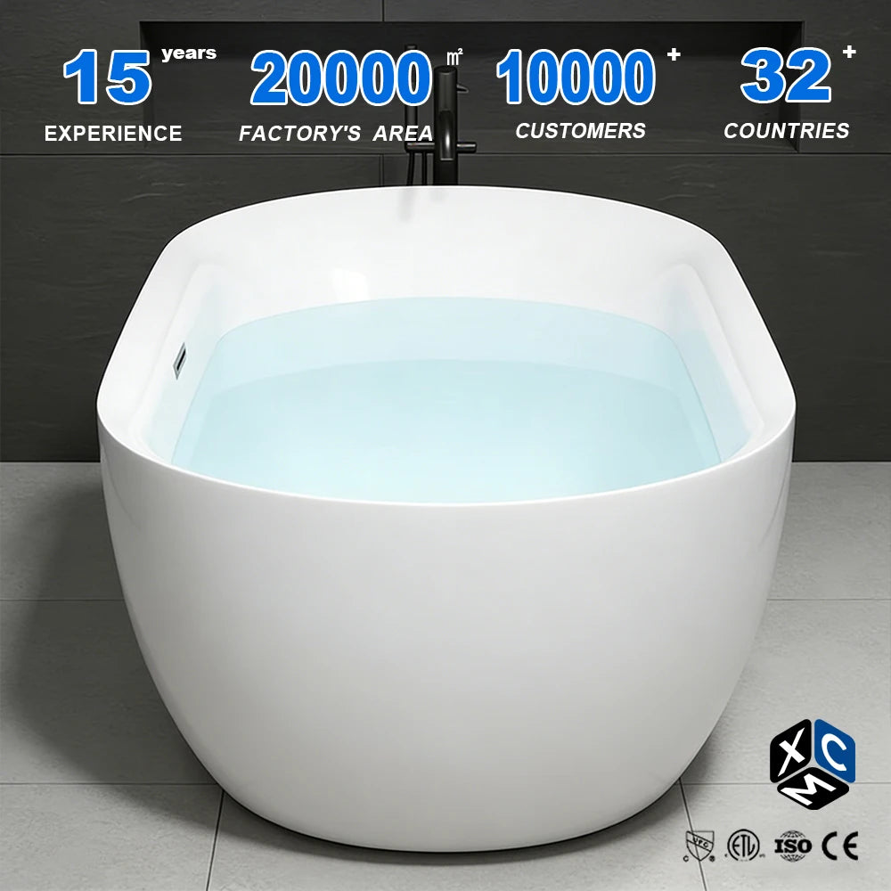 Factory Hot Sale Hotel Apartment Durable Seamless Modern Design Eco-Friendly Acrylic Freestanding Tub Hand Shower Soaking