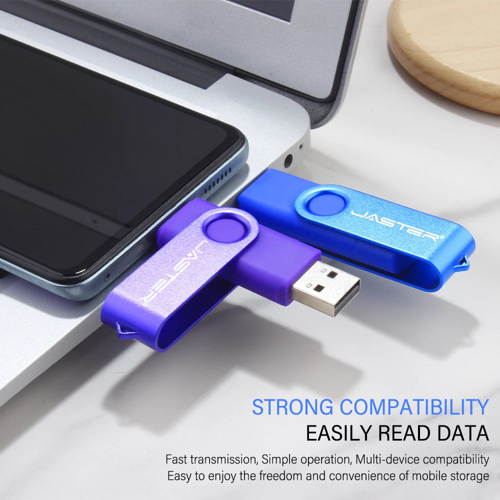 High Quality 2-in-1 Smart Phone Pendrive 8GB to 128GB 2.0 USB C Stick Type C Flash Drives New Plastic Product