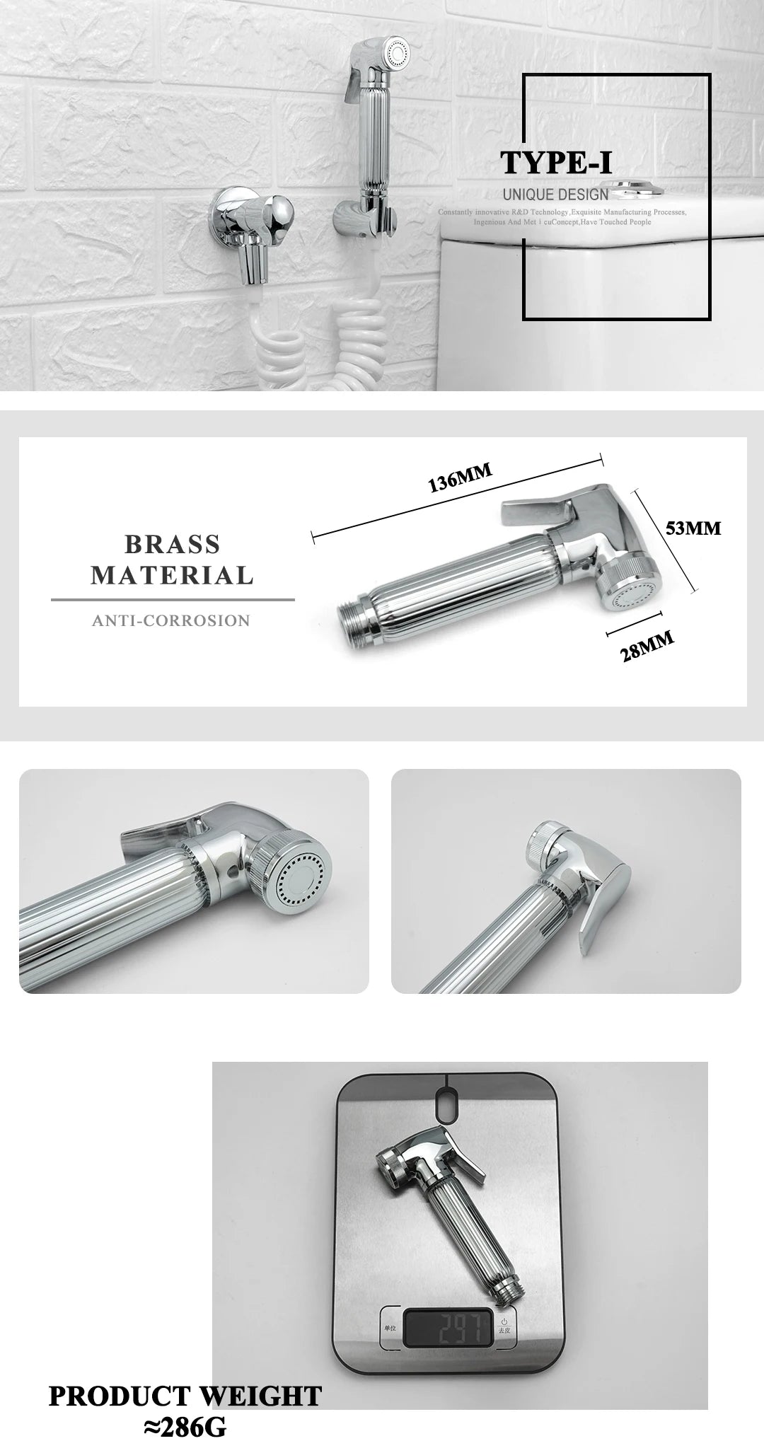 Shower Douche Toilet Bidet Sprayer Kit Chrome Polished Brass Bathroom Wall Mount Single Cold Valve Handheld Bidet Shattaf Set