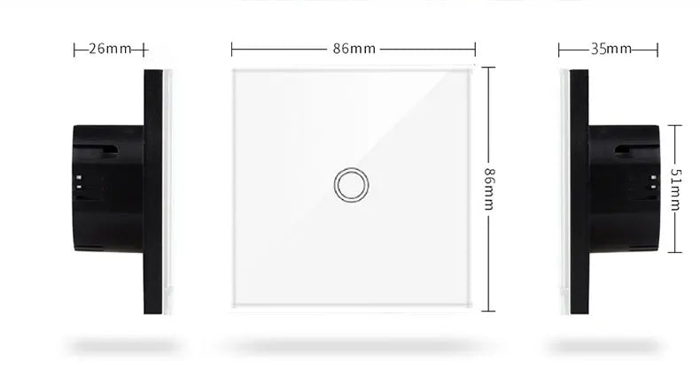 EU AC100-240V Tempered White Crystal Glass Touch Switch Panel Wall Light Switches Sensor Button 1/2/3Gang Lamp Interruttore