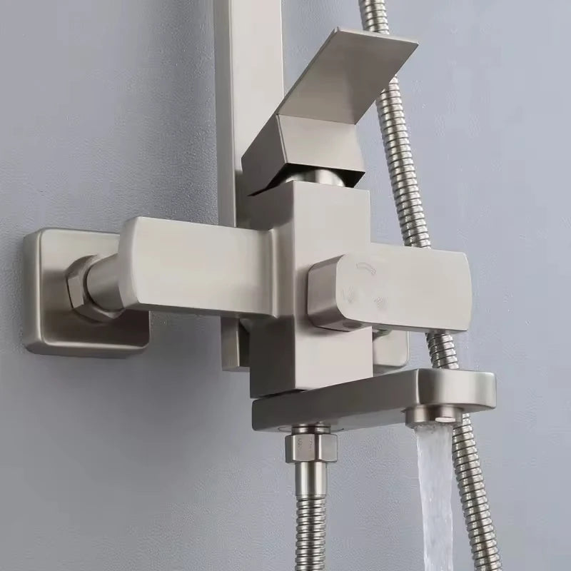 FSH Modern Square Design SUS304 Shower Set Cold and Hot Portable Lifting Top Brass Spray for Bathroom
