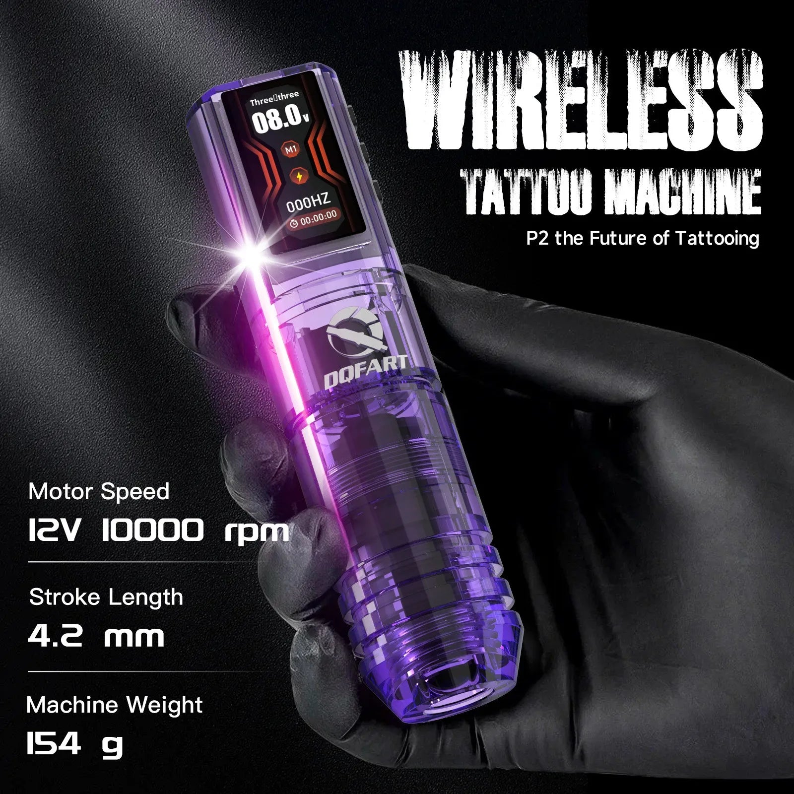 DQFART Cross-Border Bestseller Wireless Tattoo Kit Beginner-Friendly All-in-One Rechargeable Machine Outlining Shading Model