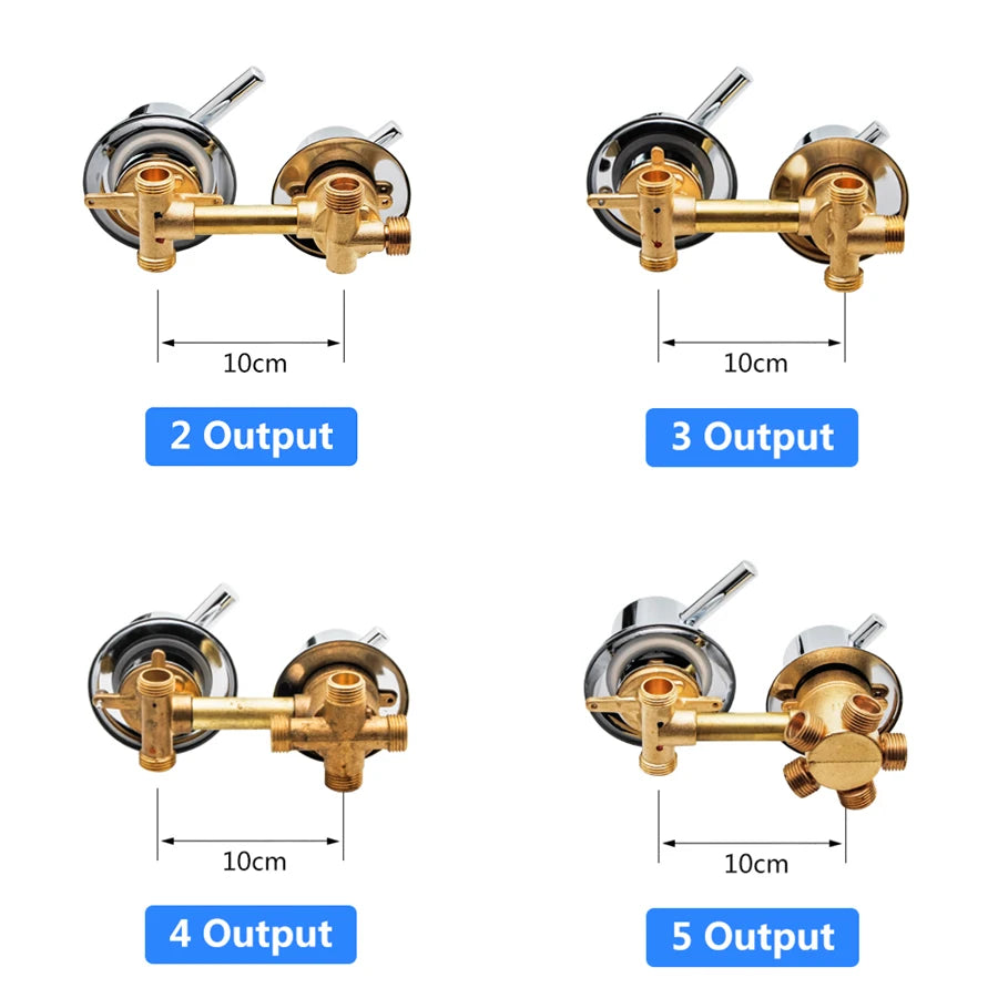 Bathroom Brass Faucet 3 Way Mixing Valve Water Outlet Thread Center Distance 10cm Shower Mixer Cabin Wall Mount Bathroom valve