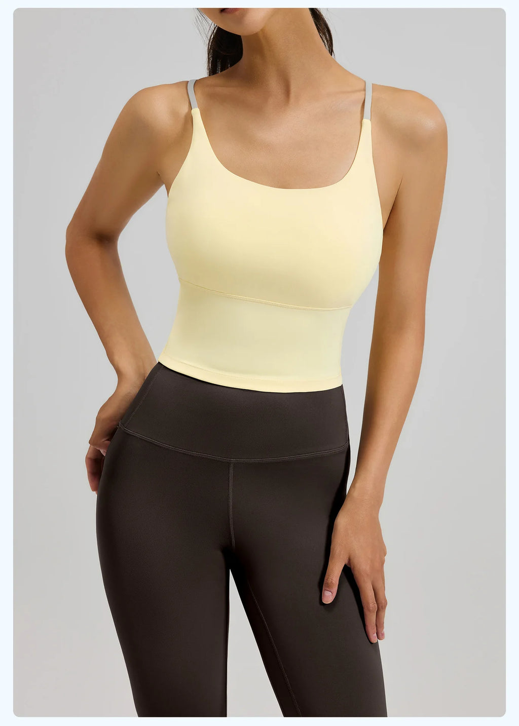 Women's High-Waist Hip-Lifting V-neck Sleeveless Two-Piece Fitness Suit Breathable Slimming Yoga Suit Four-Way Stretch Solid