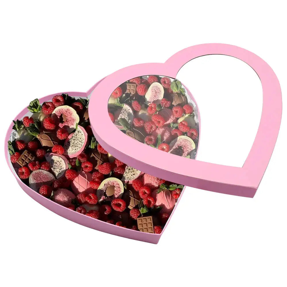 Bridal Shower Mother's Day Valentine's Day Paper Packaging Large Pink Heart Shaped Gift Box With Lid