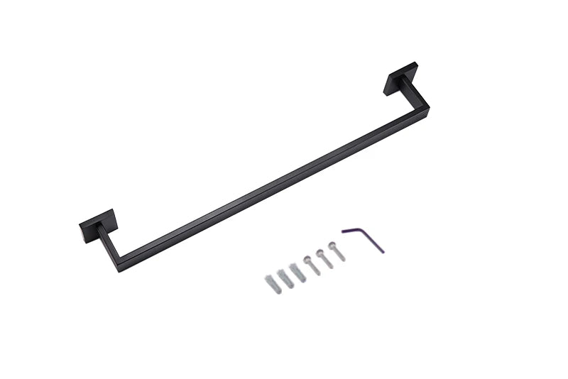 Matt Black Bathroom Hardware Set Kit Accessories Wall Shelf Towel Bar Rack Rail Robe Hanger Toilet Brush Roll Paper Holder Dish