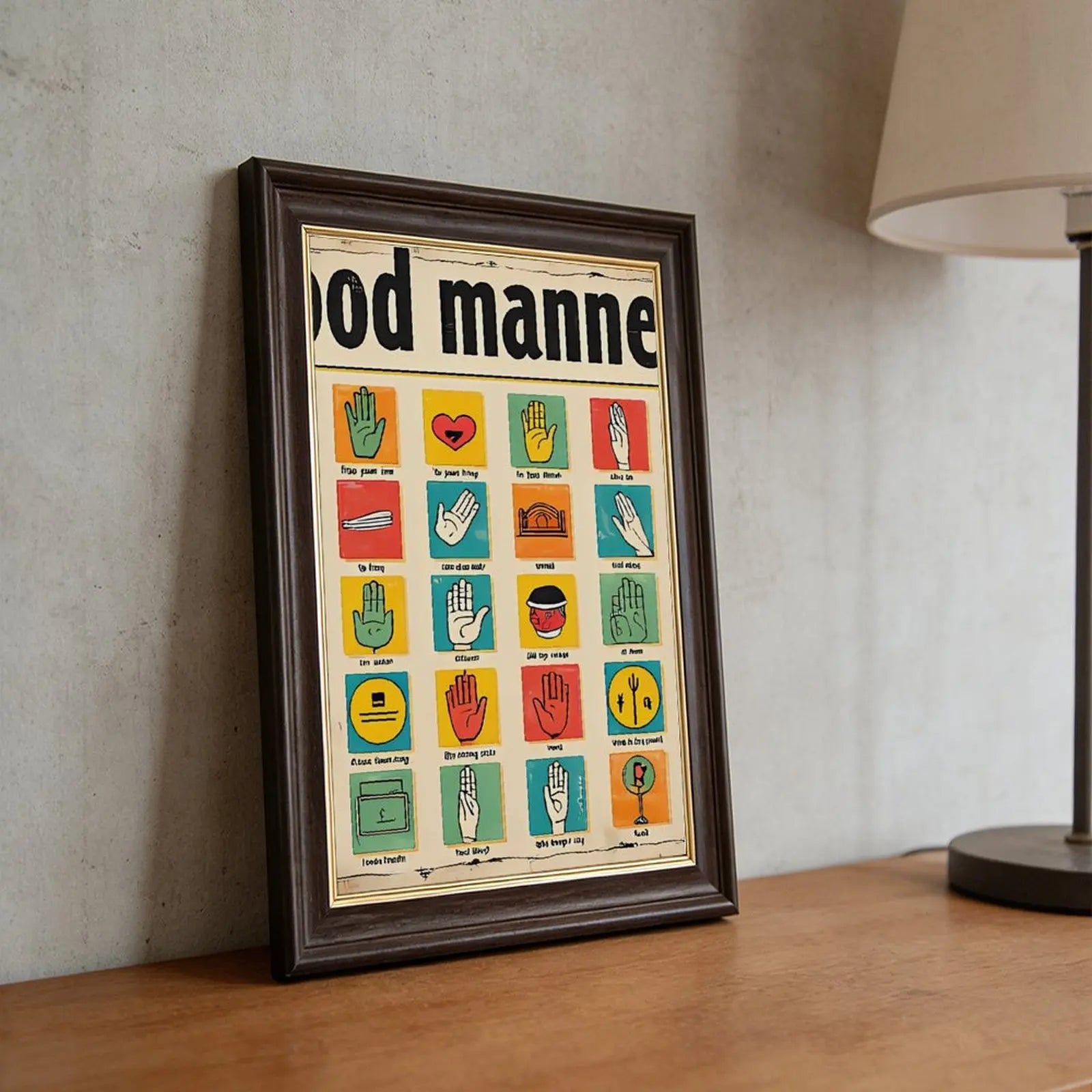 16x24 Wood Grain Gold Border Frame with "Live with Purpose" for Office