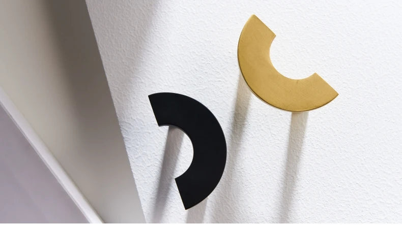 Dooroom Brass Furniture Handles Modern Light Luxury Semi Circle Pulls Wardrobe Dresser Cupboard Cabinet Drawer half moon Knobs