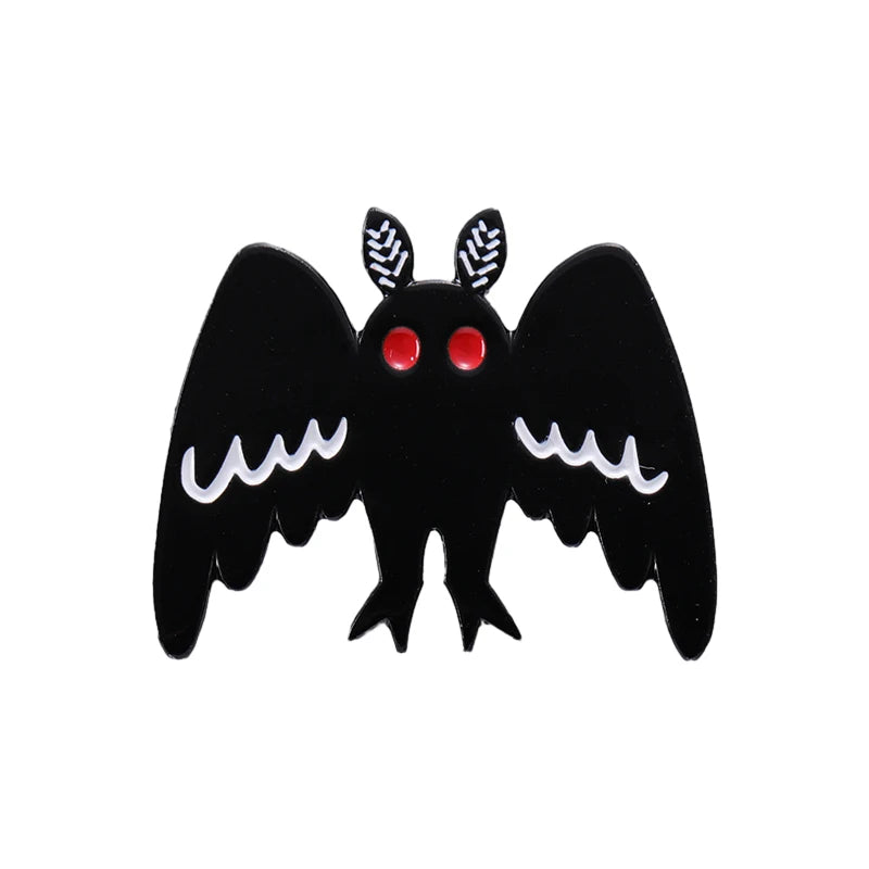 Punk Halloween Mothman Enamel Pin Brooch Lapel Badges Animals Moth Jewelry Gifts Women Girl Anime Custom Black Bird Accessories