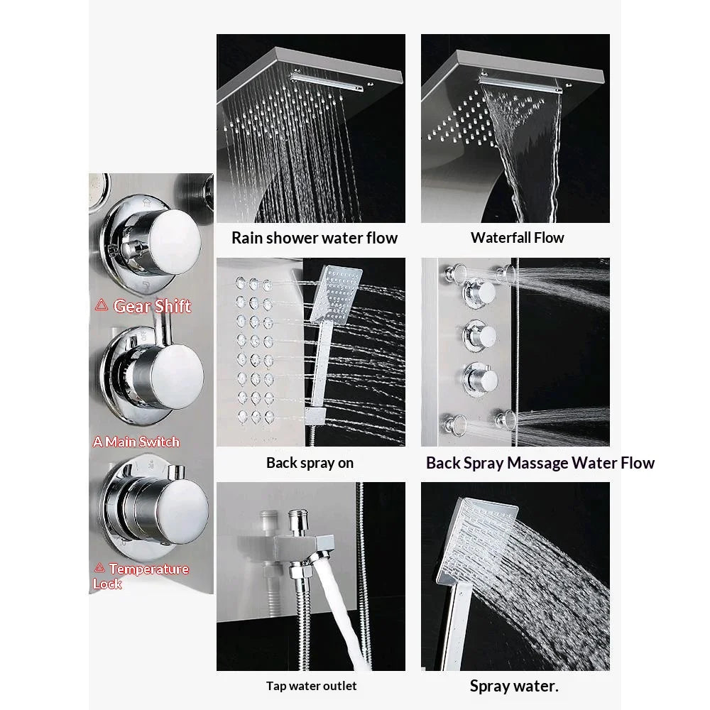 304 Stainless Steel Chrome Shower Screen Smart Constant Temperature Rainfall Shower Set Wall-Mounted Shower Head Bathing Device
