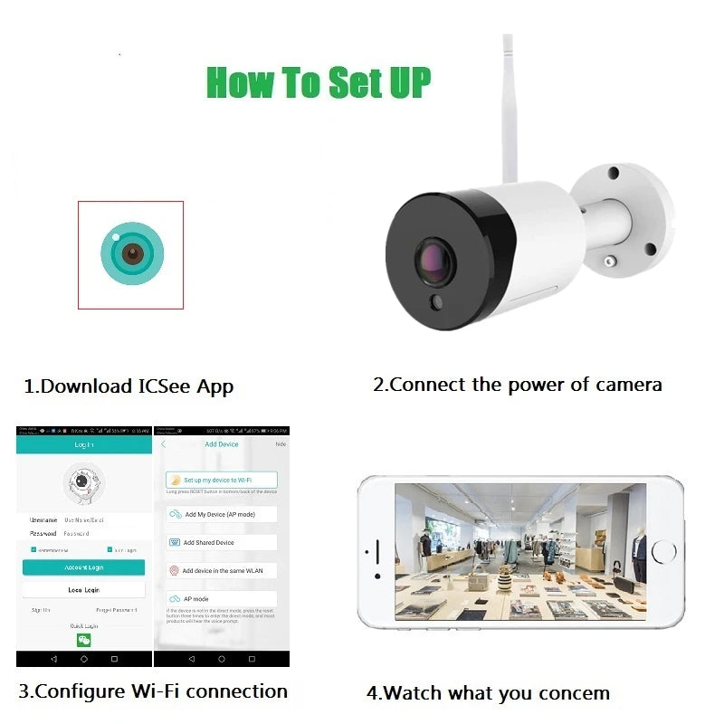 Wireless Security Camera 8.0MP FishEye Wifi IP Outdoor 3MP/5MP IR SD Slot CCTV Surveillance Panoramic View ICsee XM