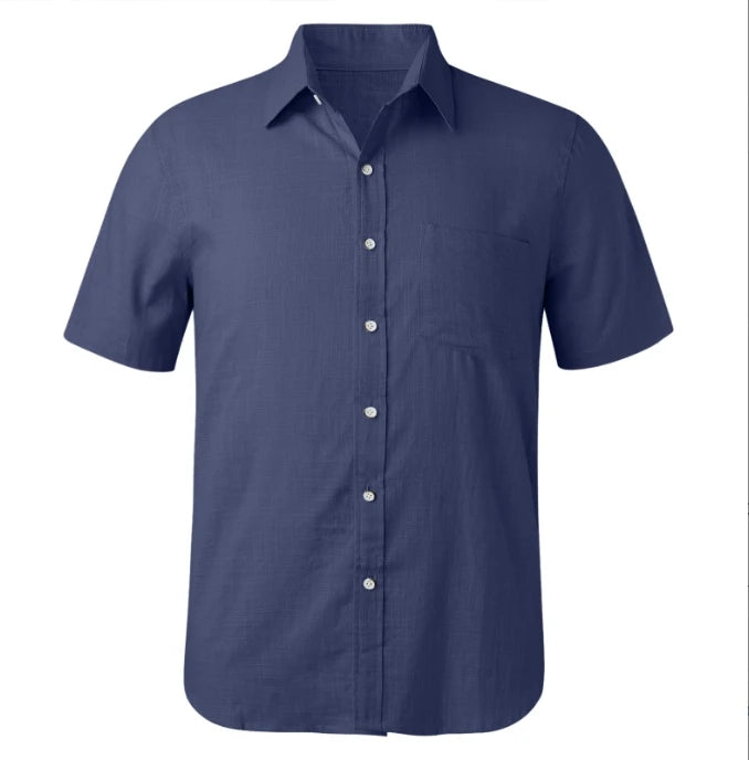 New Men's Solid Color Short Sleeve Shirt