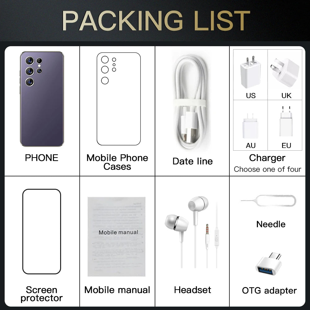 Cellphone SmartPhone S25 Ultra 16GB+512GB Smartphone 7inch Unlocked Dual Card 5G Phones Android 14 Mobile Phones