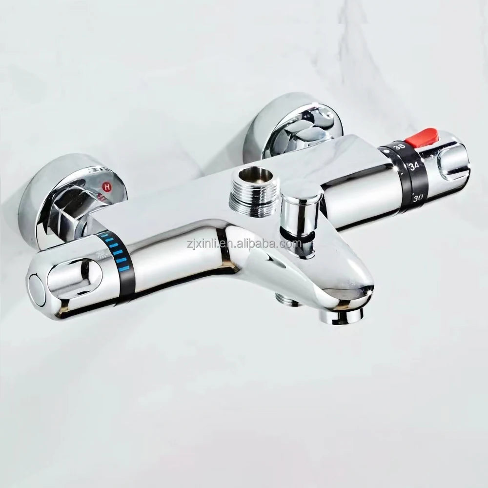 X8902T2BSCR Wall Mounted Chrome Finish Brass Material of Luxury Thermostat Bath Mixer