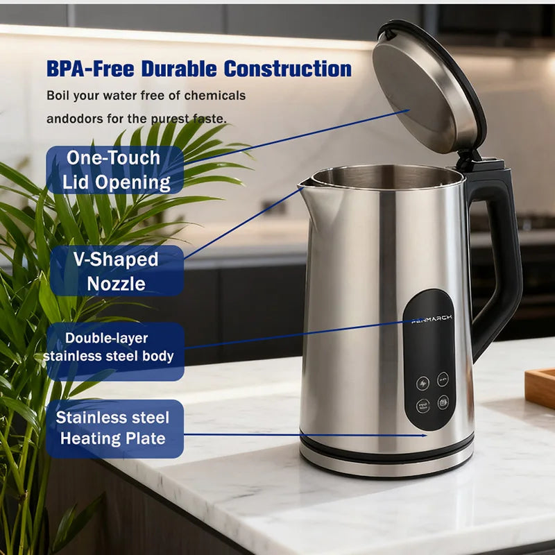 Multifunctional Excellent Modern Electric Kettle  Stainless Steel Design with Temperature Control for Home Tea Coffee Brewing
