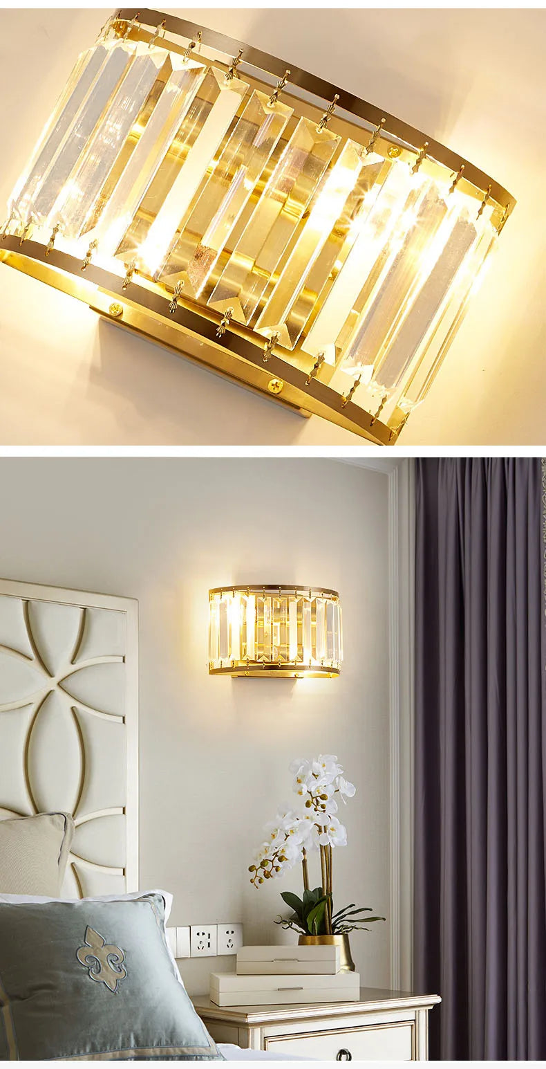 Modern Light Luxury Crystal Wall Lamp Bedroom Bedside Simple Atmosphere Living Room Background Minimalist Room Lighting
